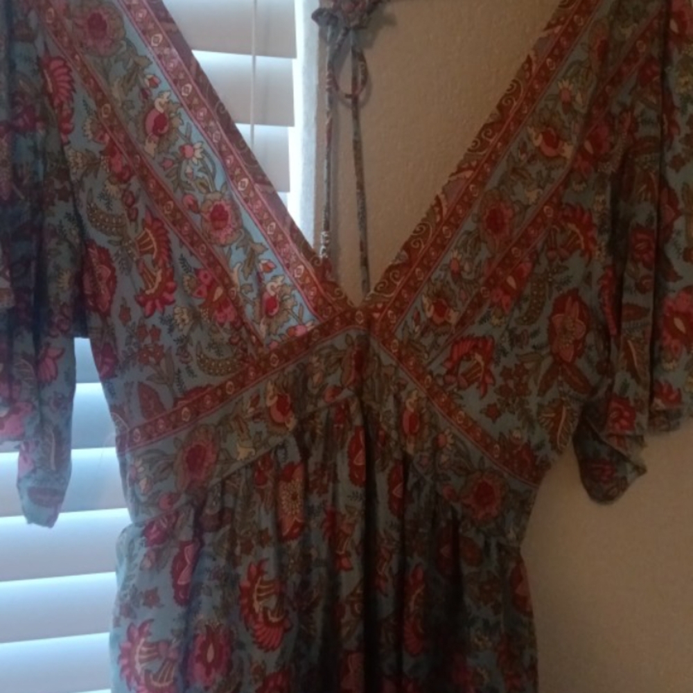 India Boutique Brand Boho Low Cut V neck Style Dress